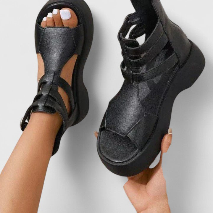 Women's Platform Ankle Strap Sandals – Black