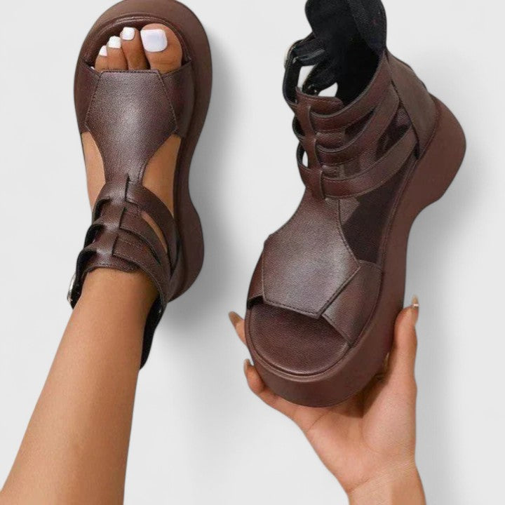 Women's Platform Ankle Strap Sandals – Brown