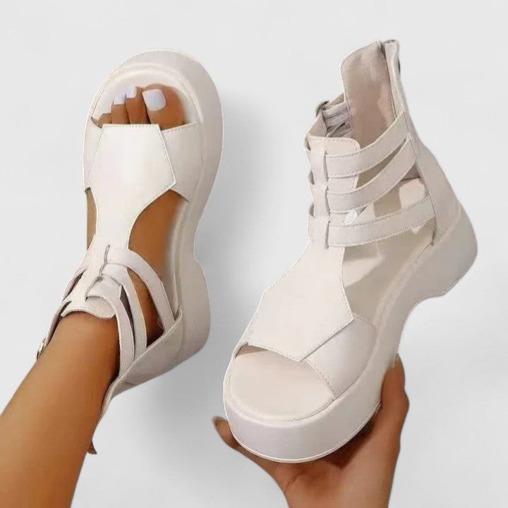 Women's Platform Ankle Strap Sandals – White