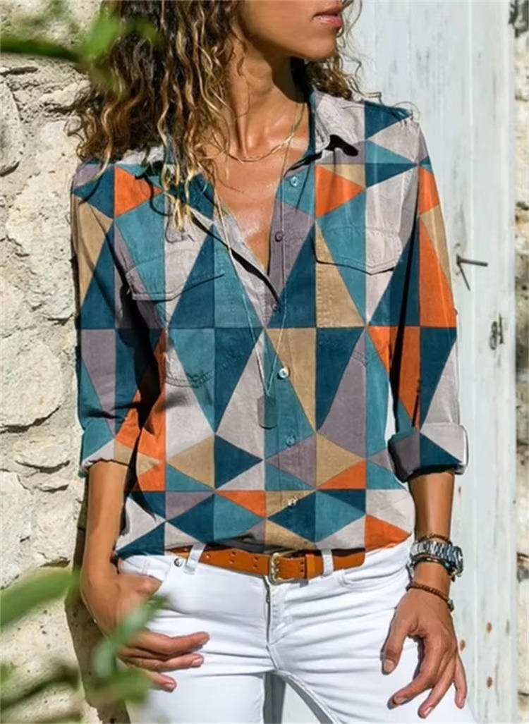 Women's Long Sleeve Blouse – Orange