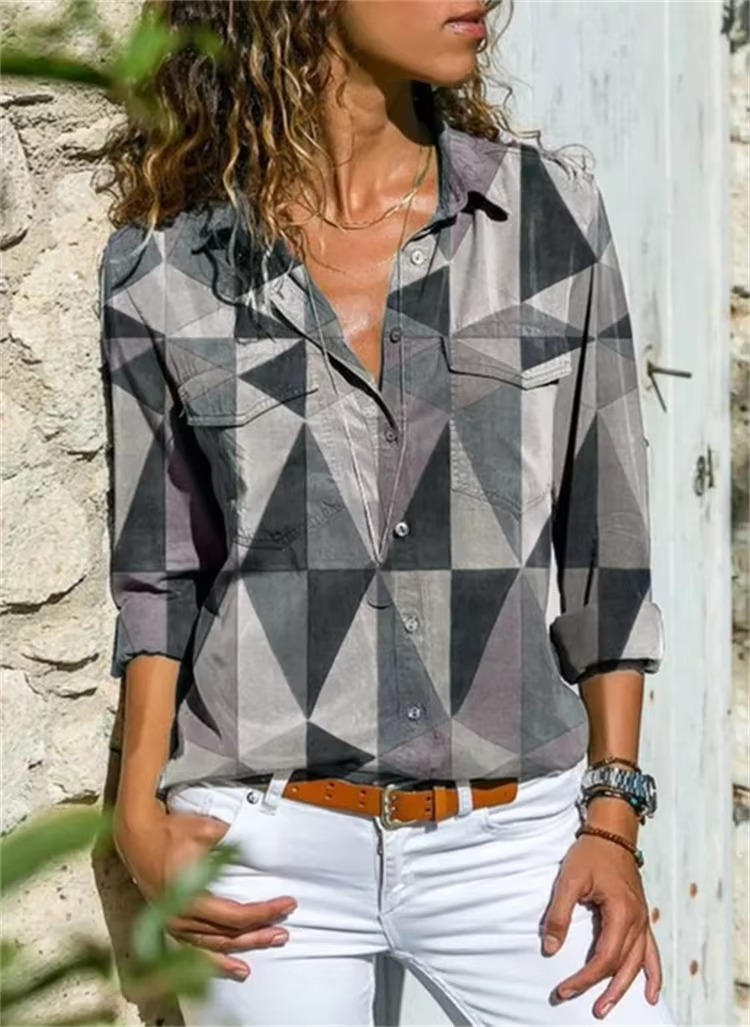 Women's Long Sleeve Blouse – Grey