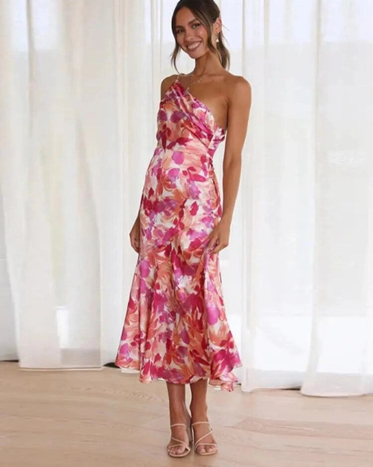 Women's One Shoulder Midi Dress