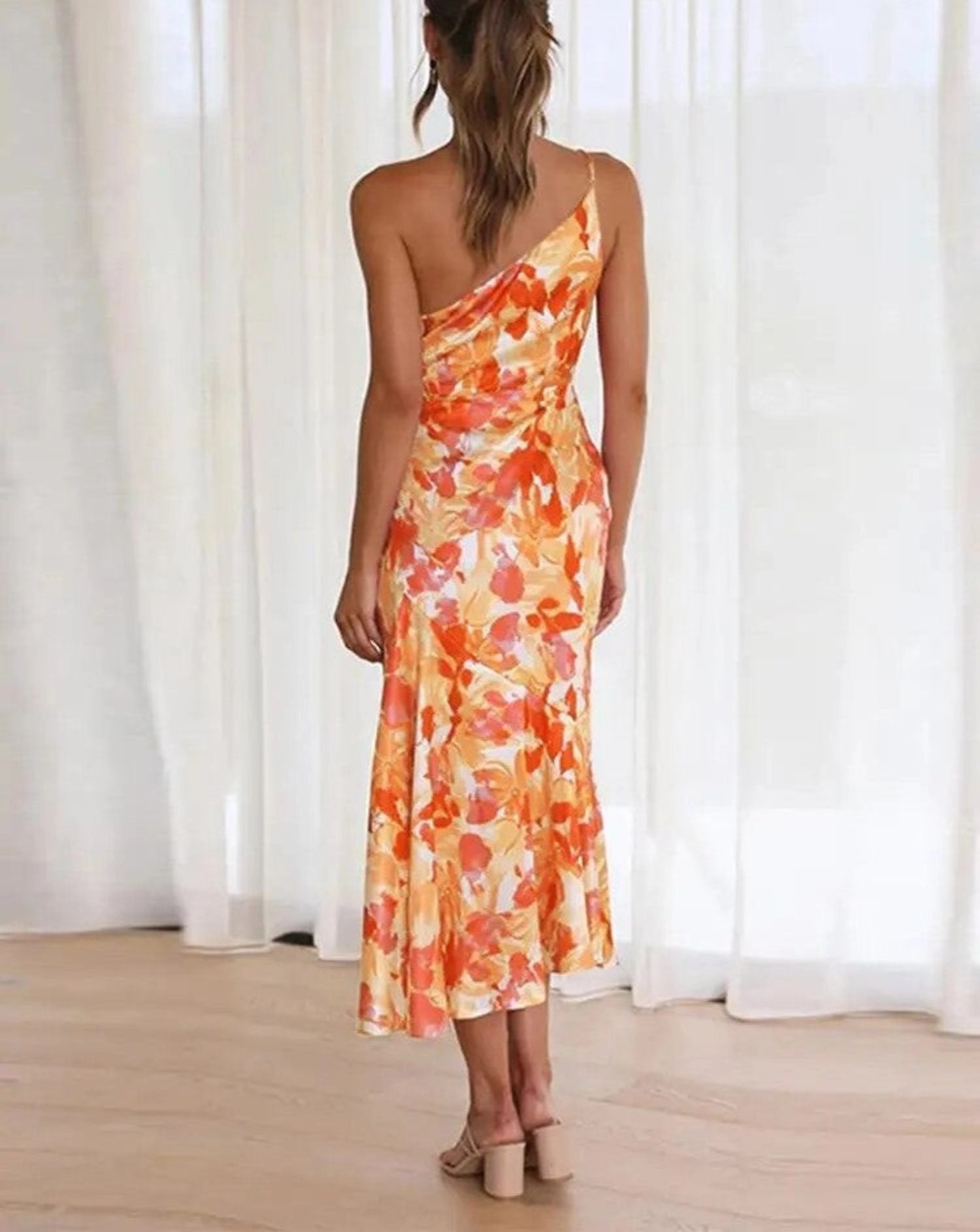 Women's One Shoulder Midi Dress