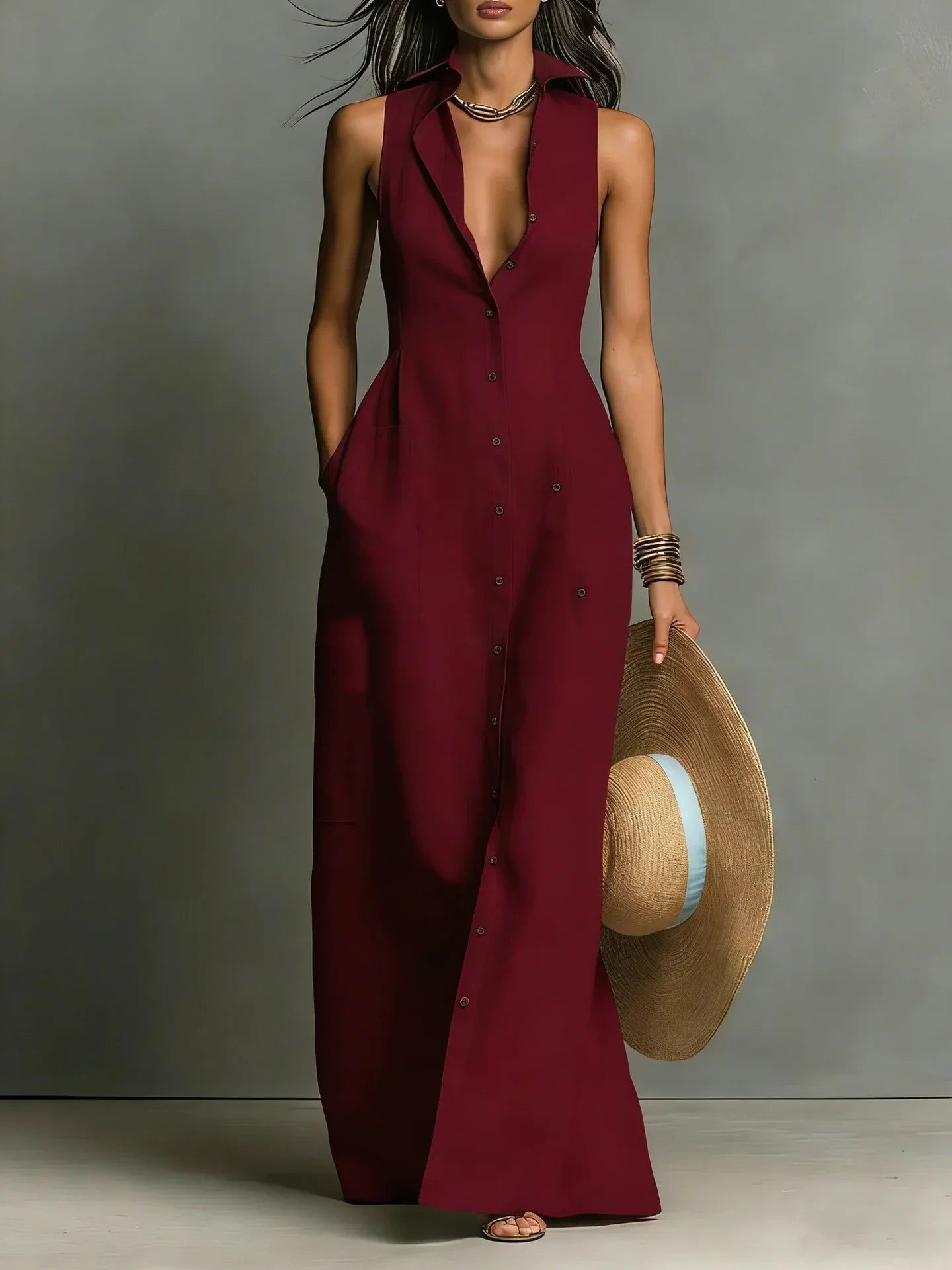 Women's Maxi Dress – Burgundy