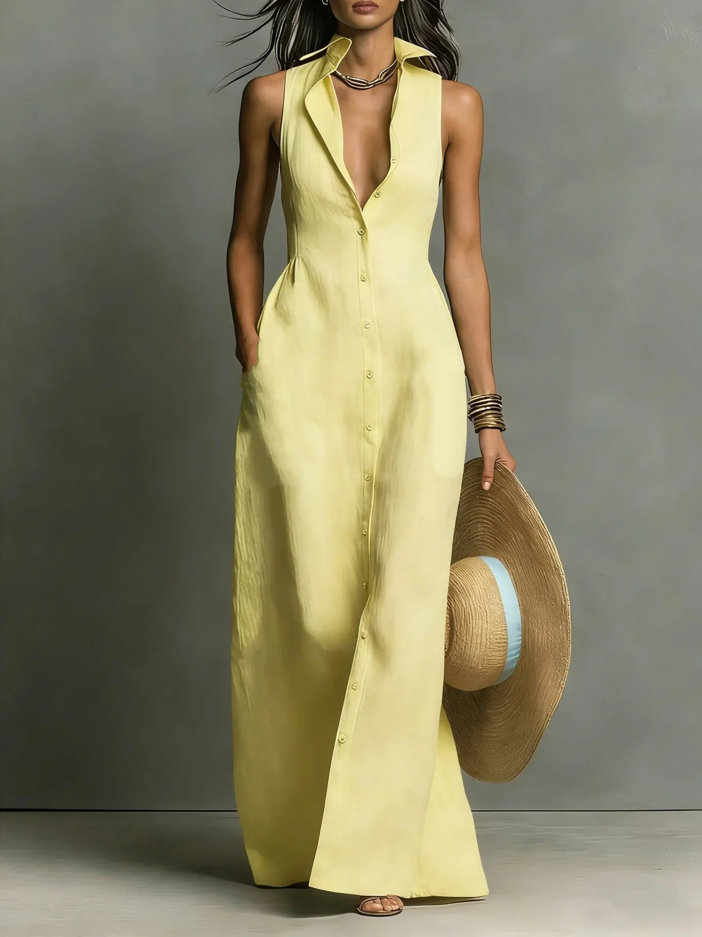 Women's Maxi Dress – Yellow
