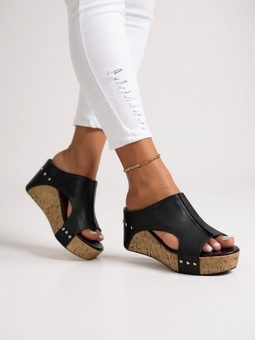Women's Platform Wedge Sandals – Black
