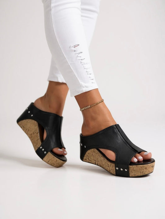 Women's Platform Wedge Sandals – Black