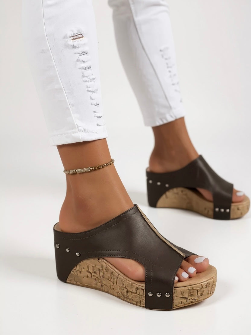 Women's Platform Wedge Sandals – Brown