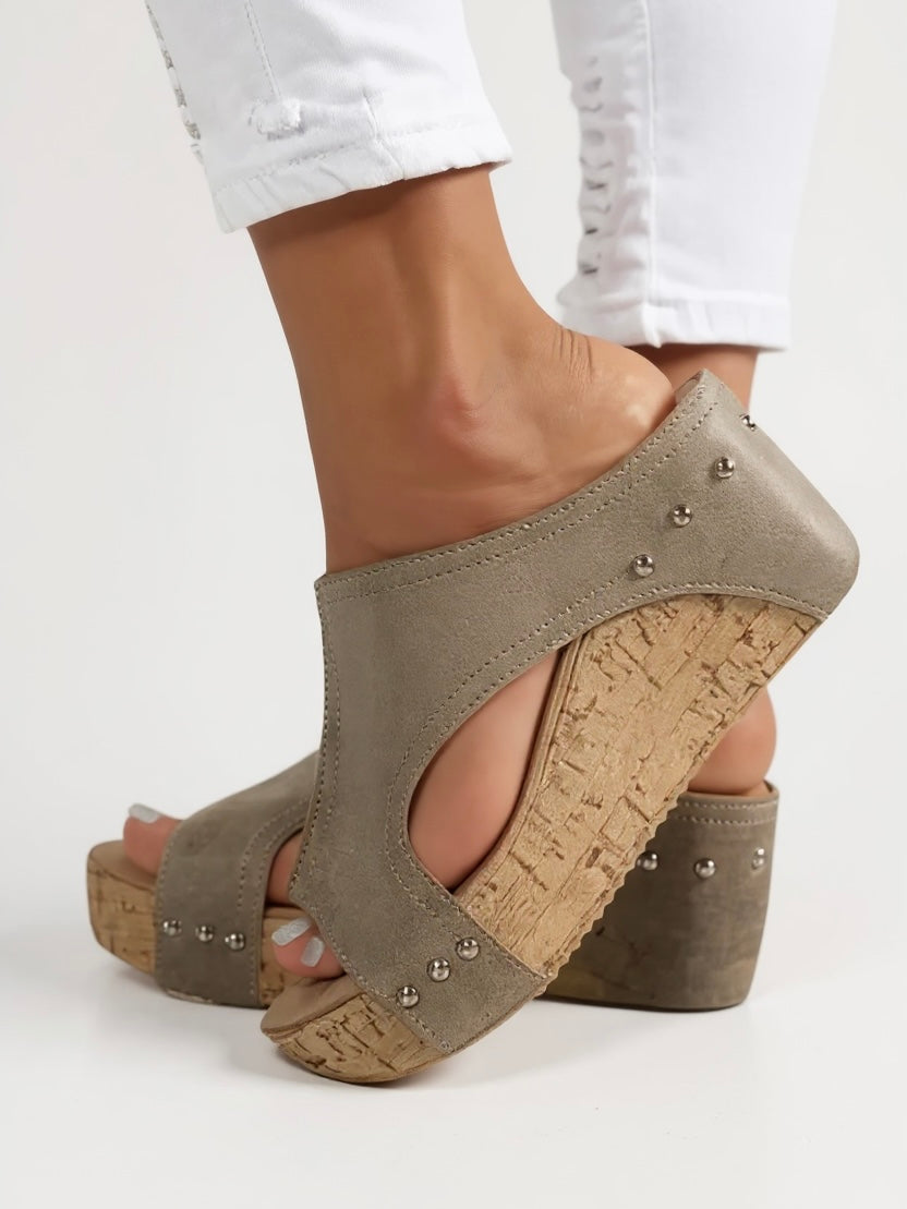 Women's Platform Wedge Sandals – Beige