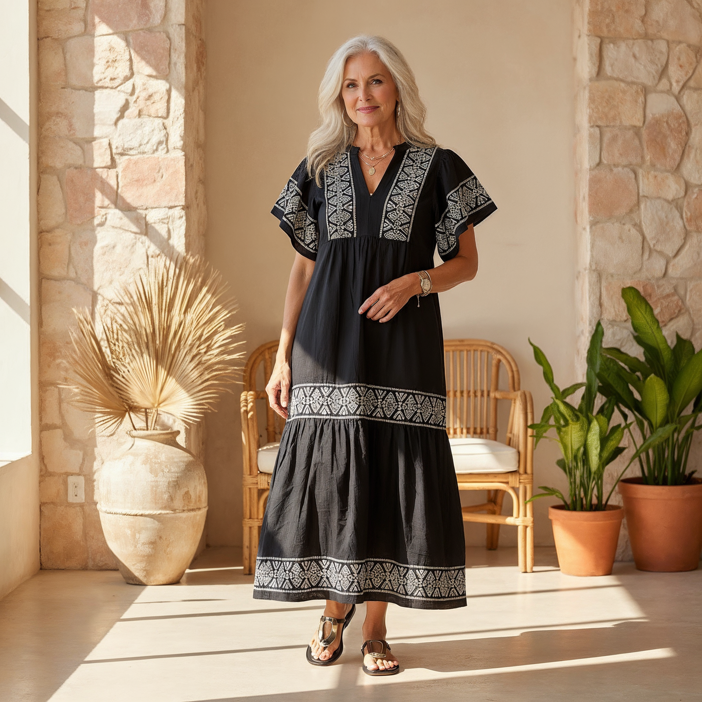 Women's V Neck Maxi Dress