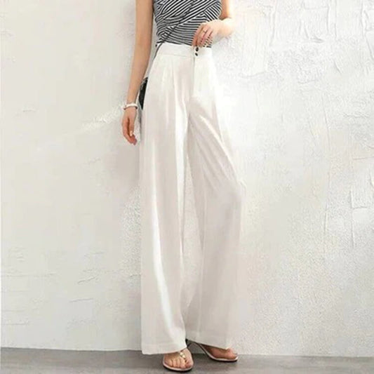 Women's Wide Leg High Waist Pants – White