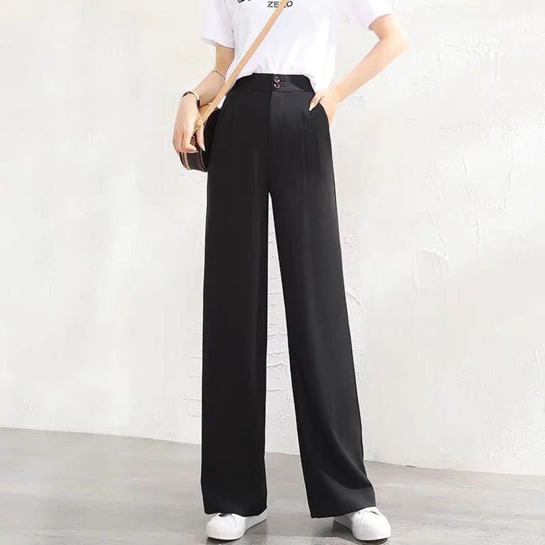 Women's Wide Leg High Waist Pants – Black