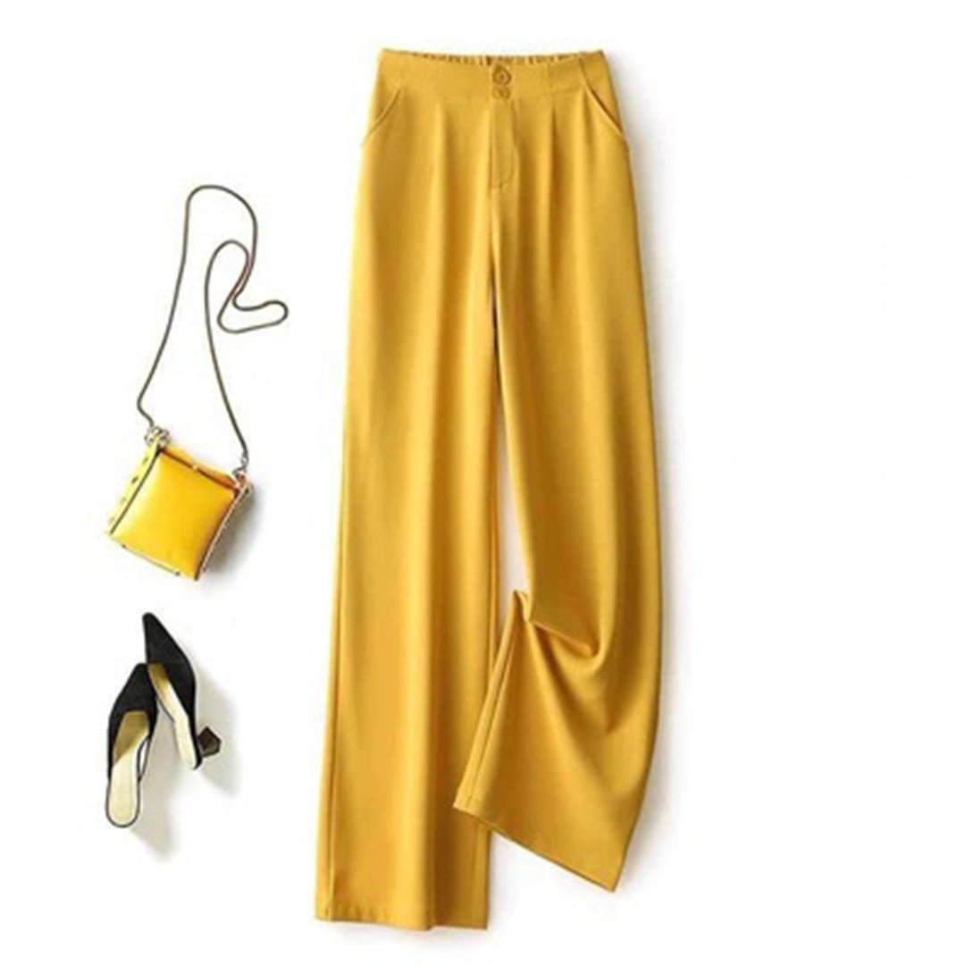 Women's Wide Leg High Waist Pants – Yellow
