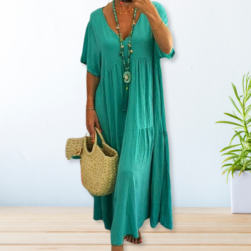 Women's V Neck Maxi Dress – Turquoise