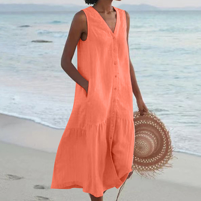 Women's Midi Dress – Orange