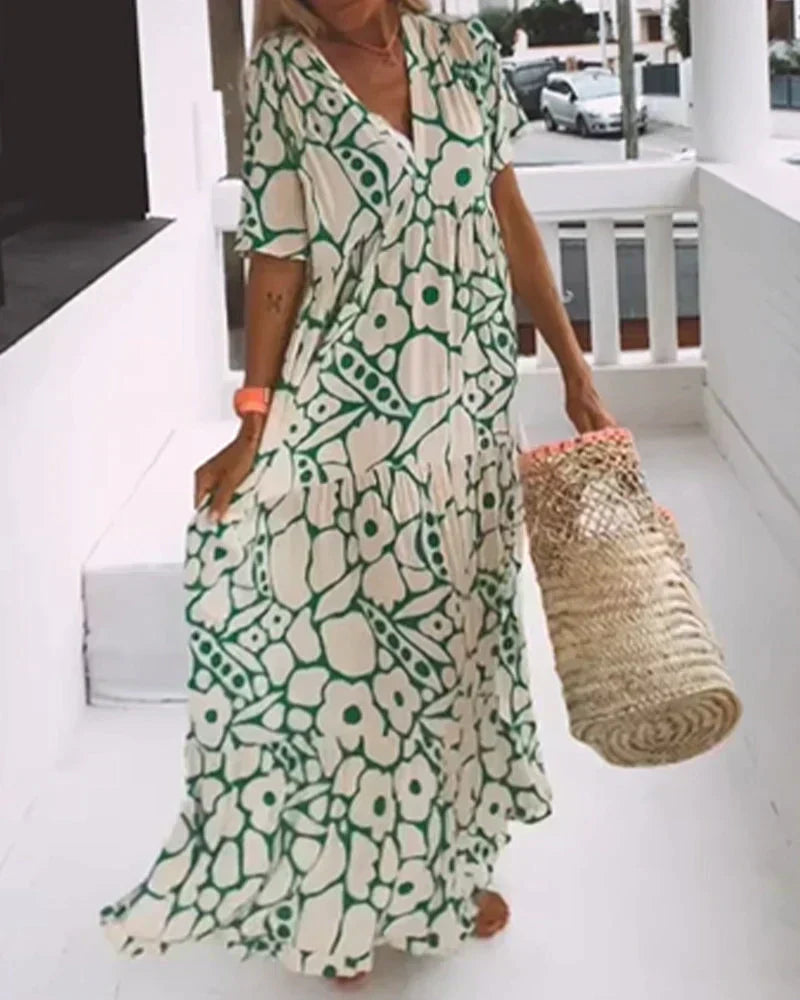Women's V Neck Maxi Dress