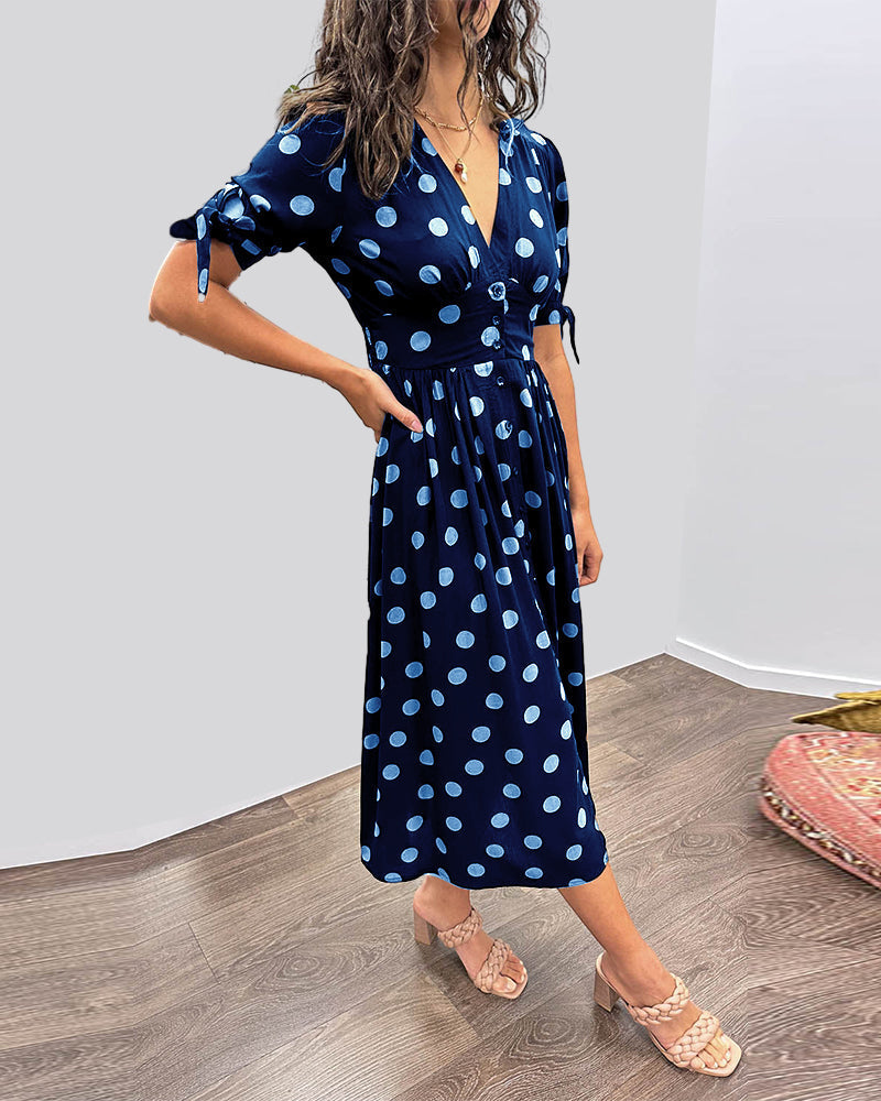 Women's V Neck Midi Dress