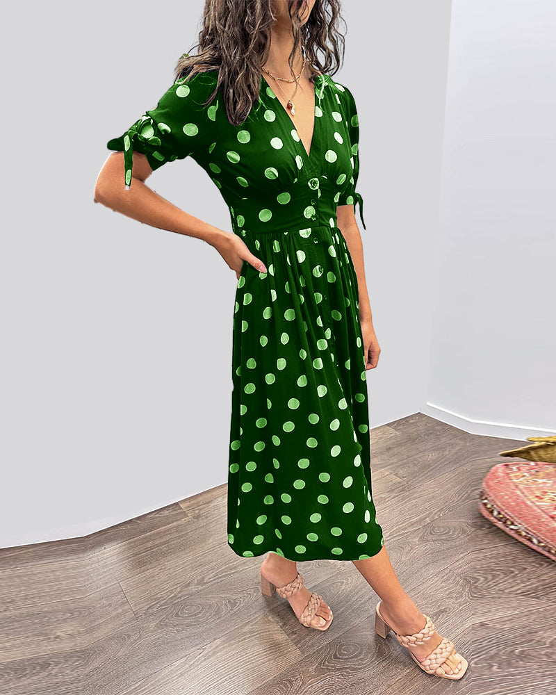 Women's V Neck Midi Dress
