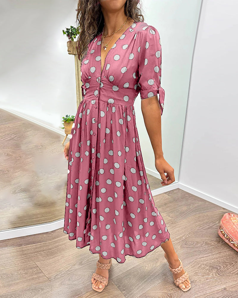 Women's V Neck Midi Dress