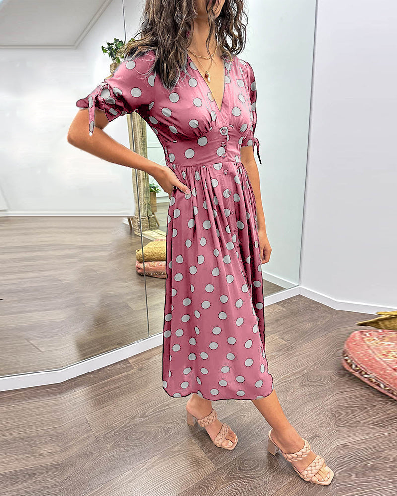 Women's V Neck Midi Dress