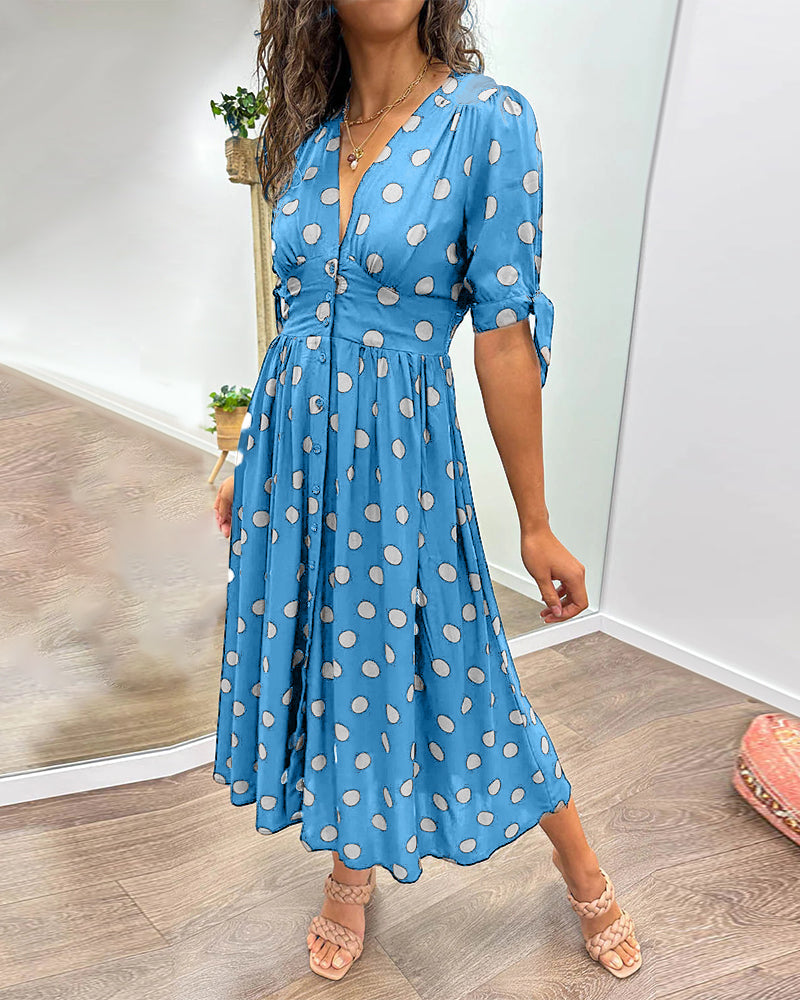 Women's V Neck Midi Dress