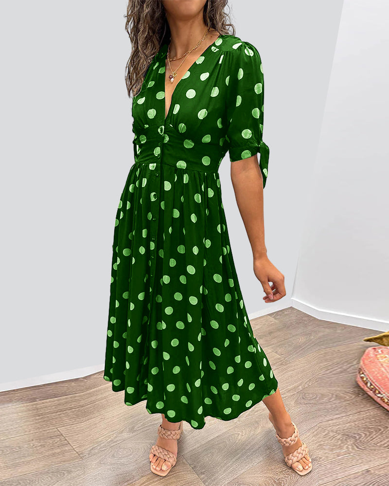 Women's V Neck Midi Dress
