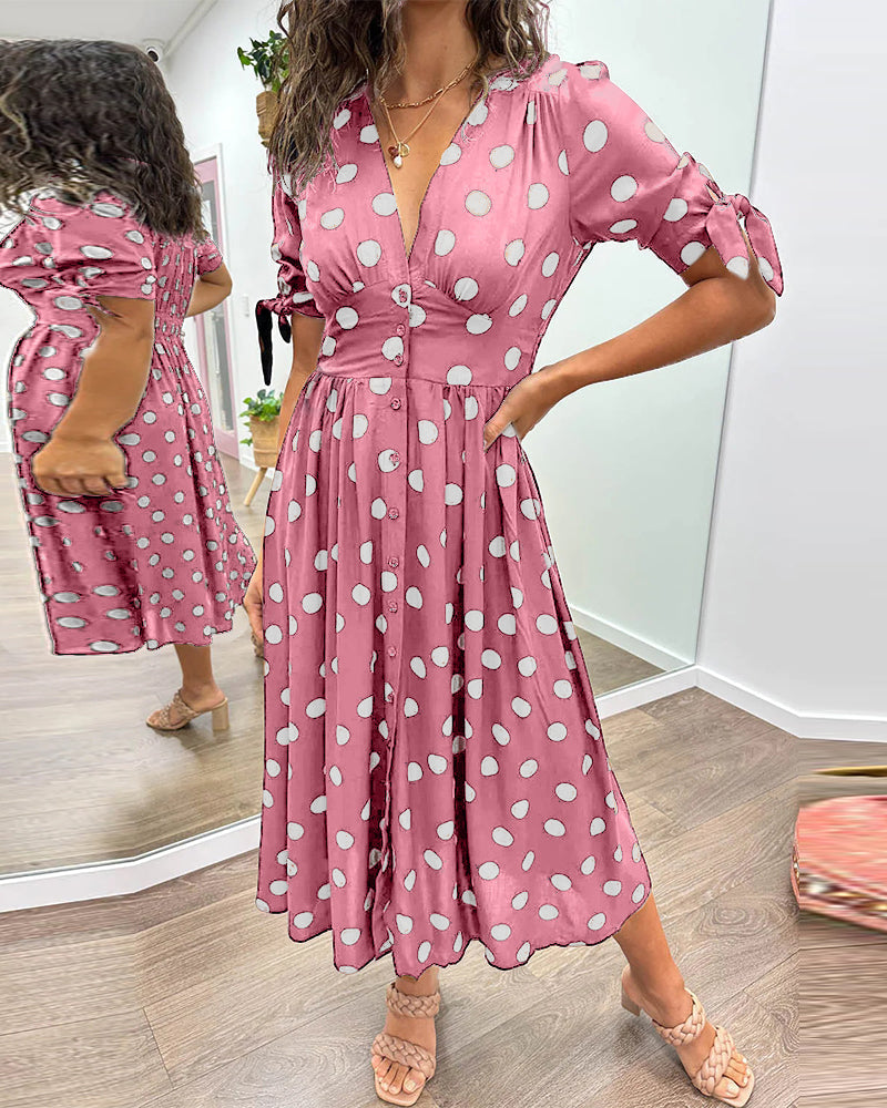 Women's V Neck Midi Dress – Purple