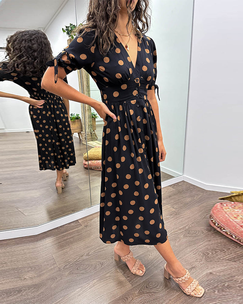 Women's V Neck Midi Dress
