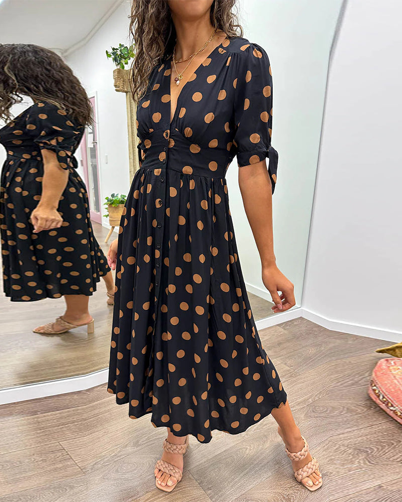 Women's V Neck Midi Dress