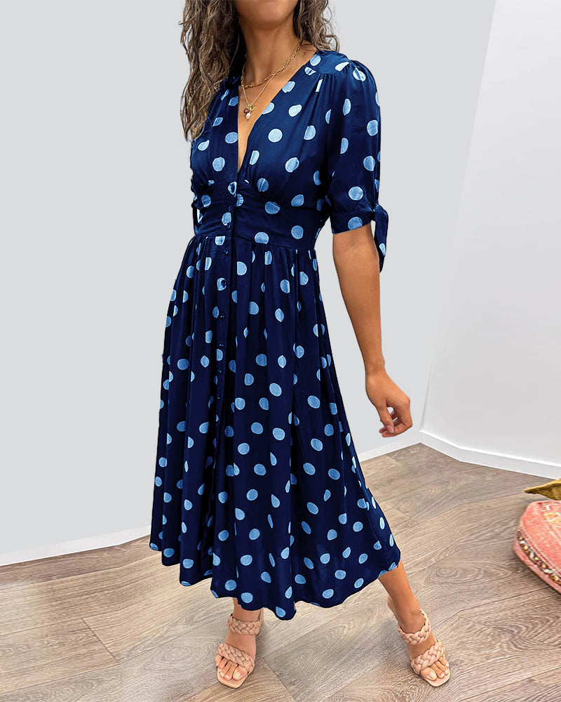 Women's V Neck Midi Dress