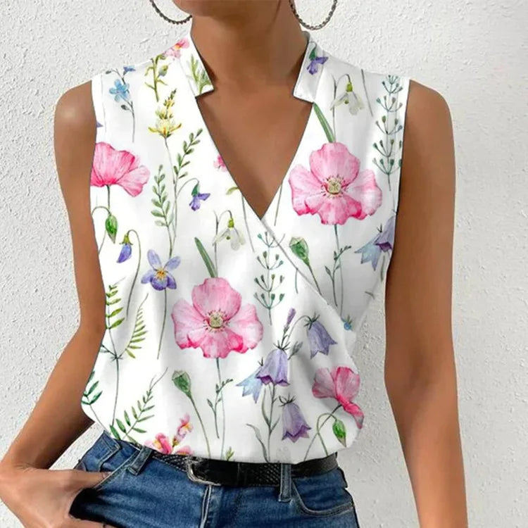 Women's V Neck Sleeveless Blouse