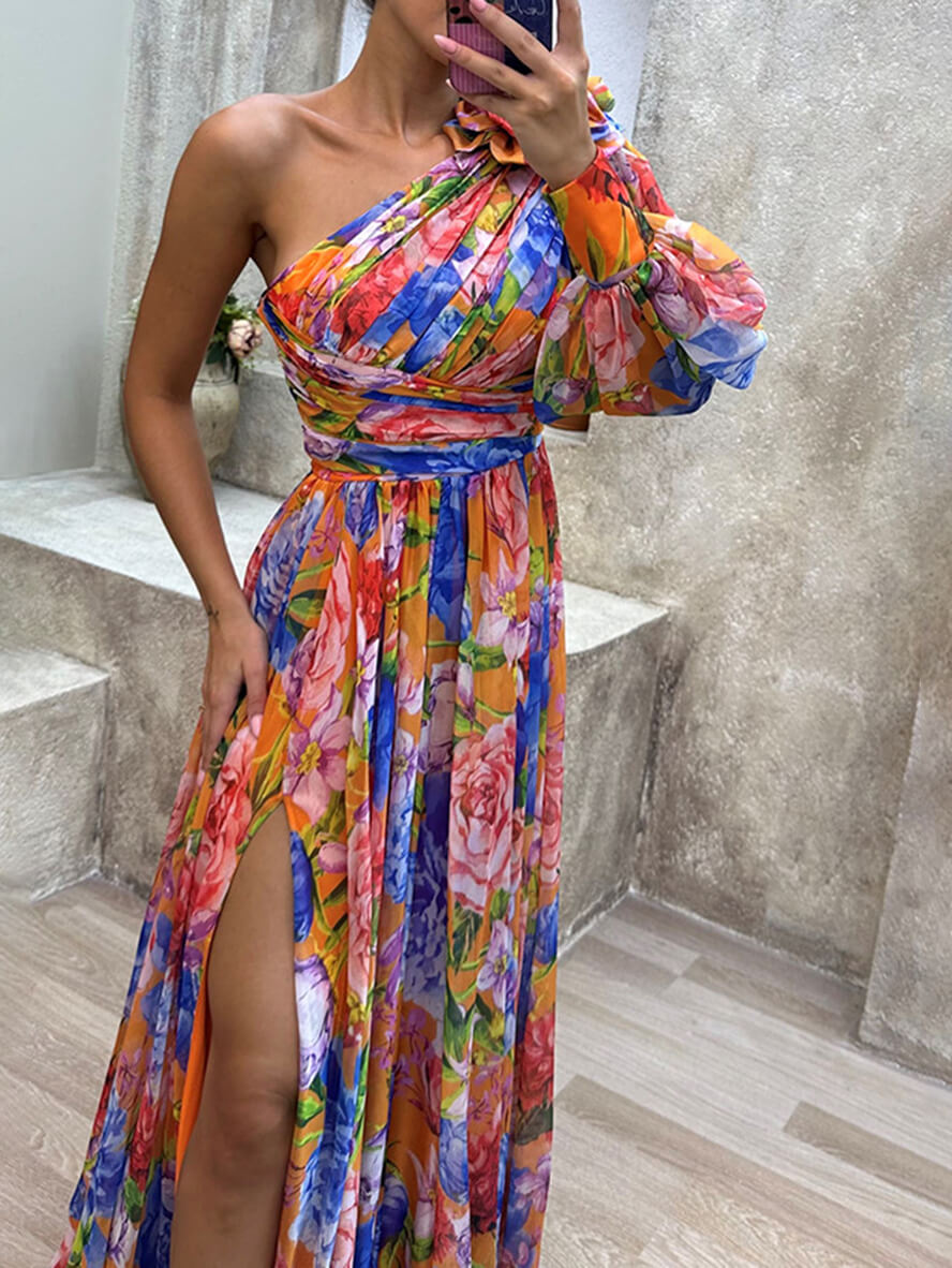 Women's One Shoulder Maxi Dress
