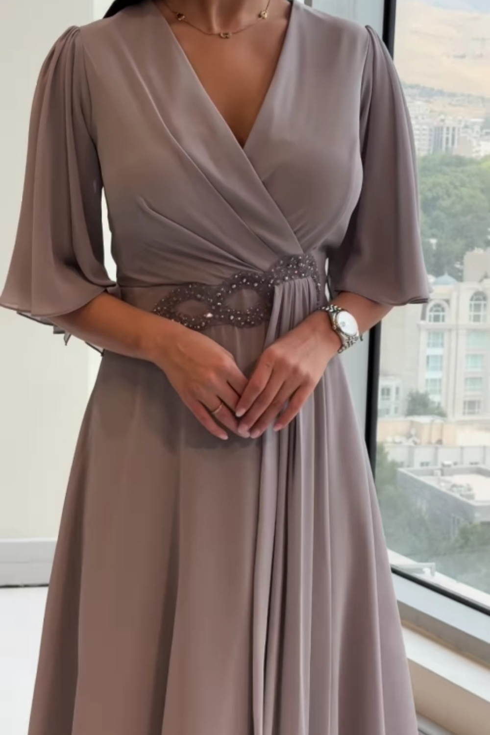 Women's V Neck Maxi Dress