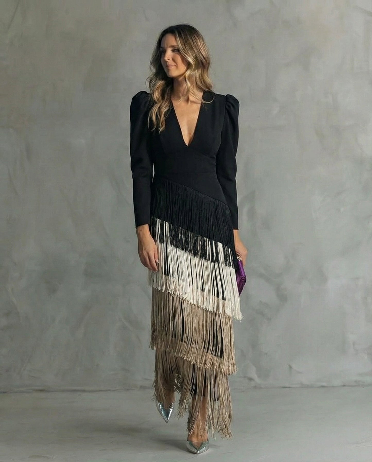 Women's V Neck Maxi Dress – Brown