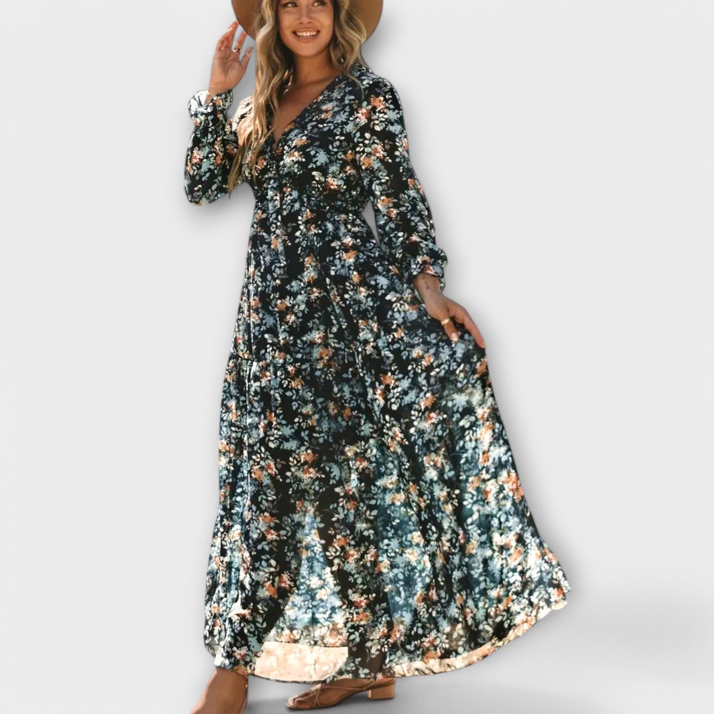 Women's V Neck Maxi Dress – Navy Blue