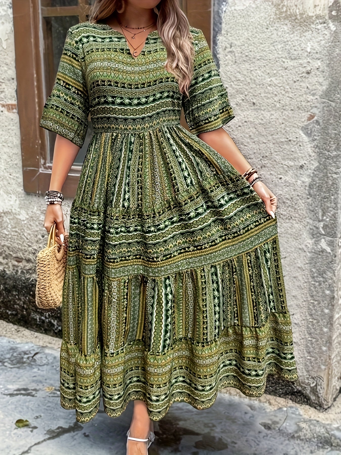 Women's V Neck Maxi Dress