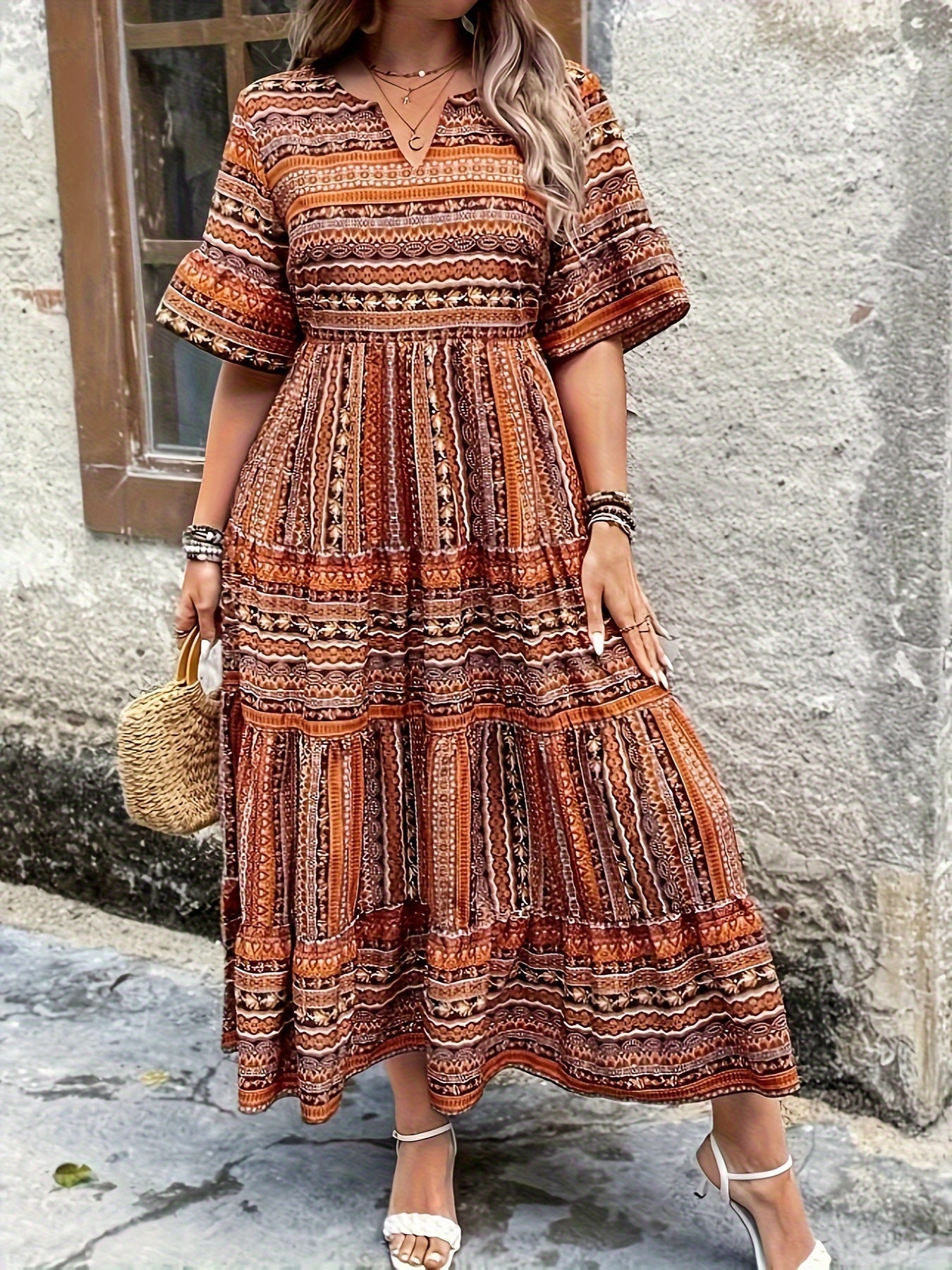 Women's V Neck Maxi Dress