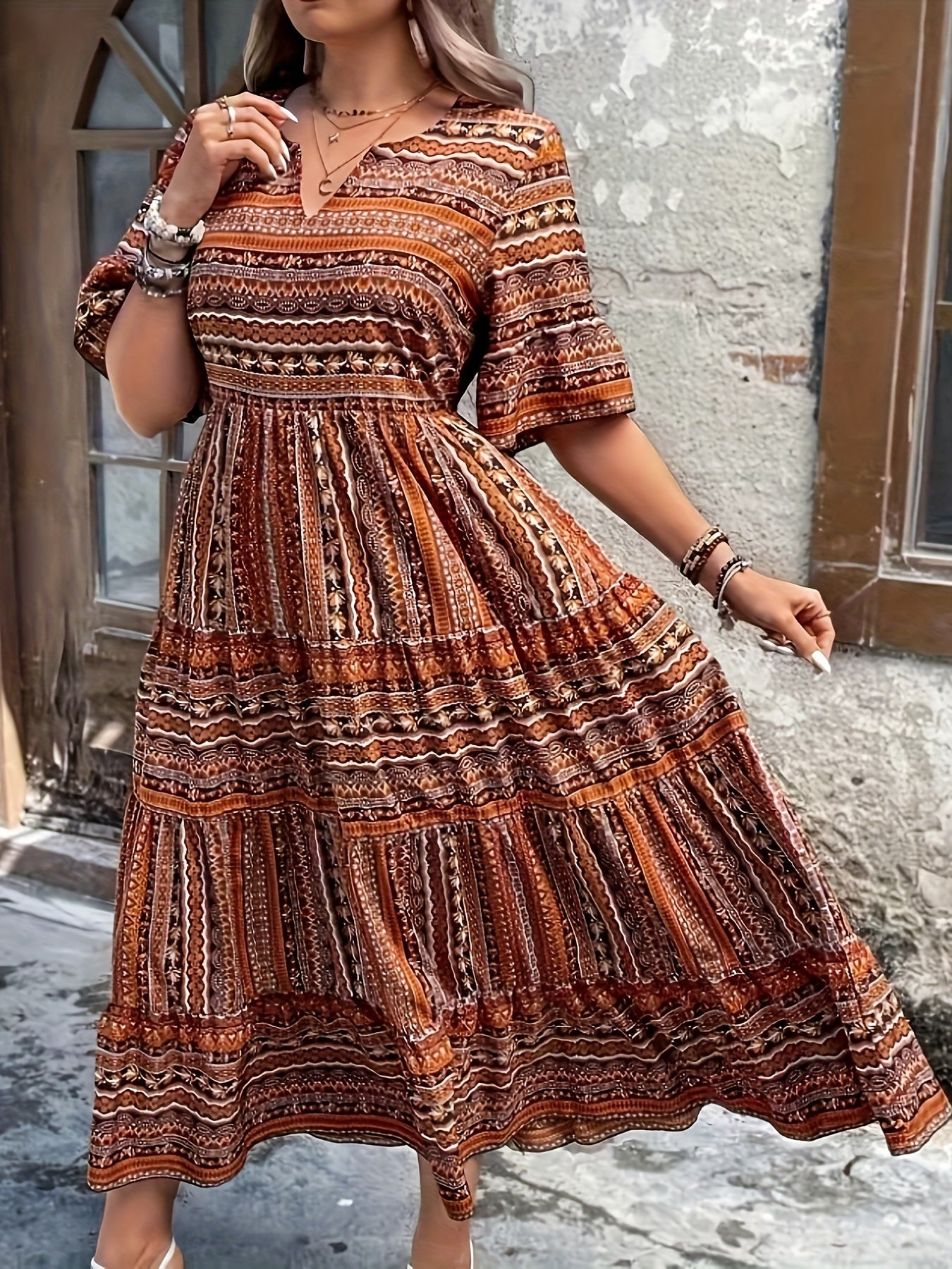 Women's V Neck Maxi Dress