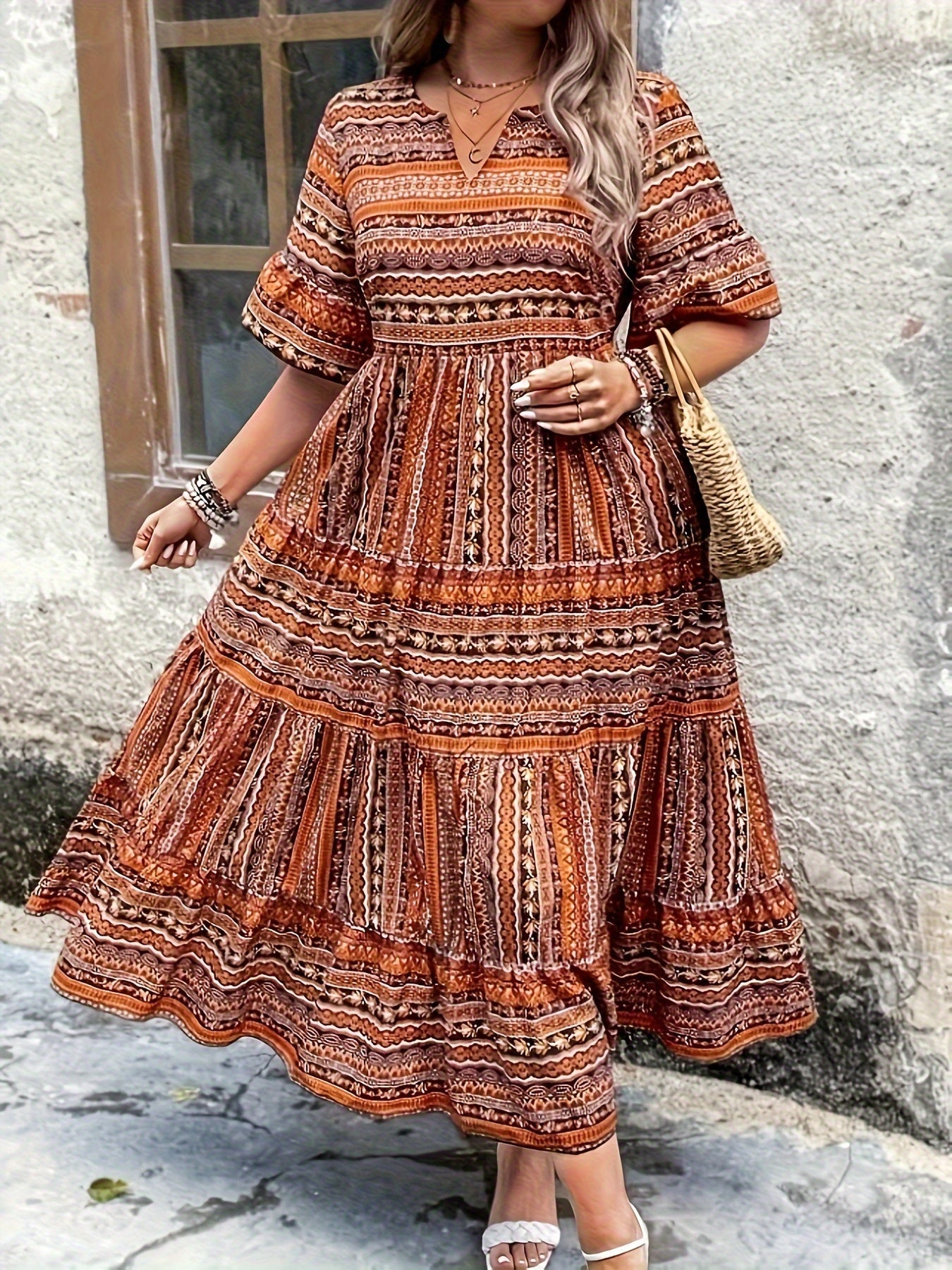 Women's V Neck Maxi Dress