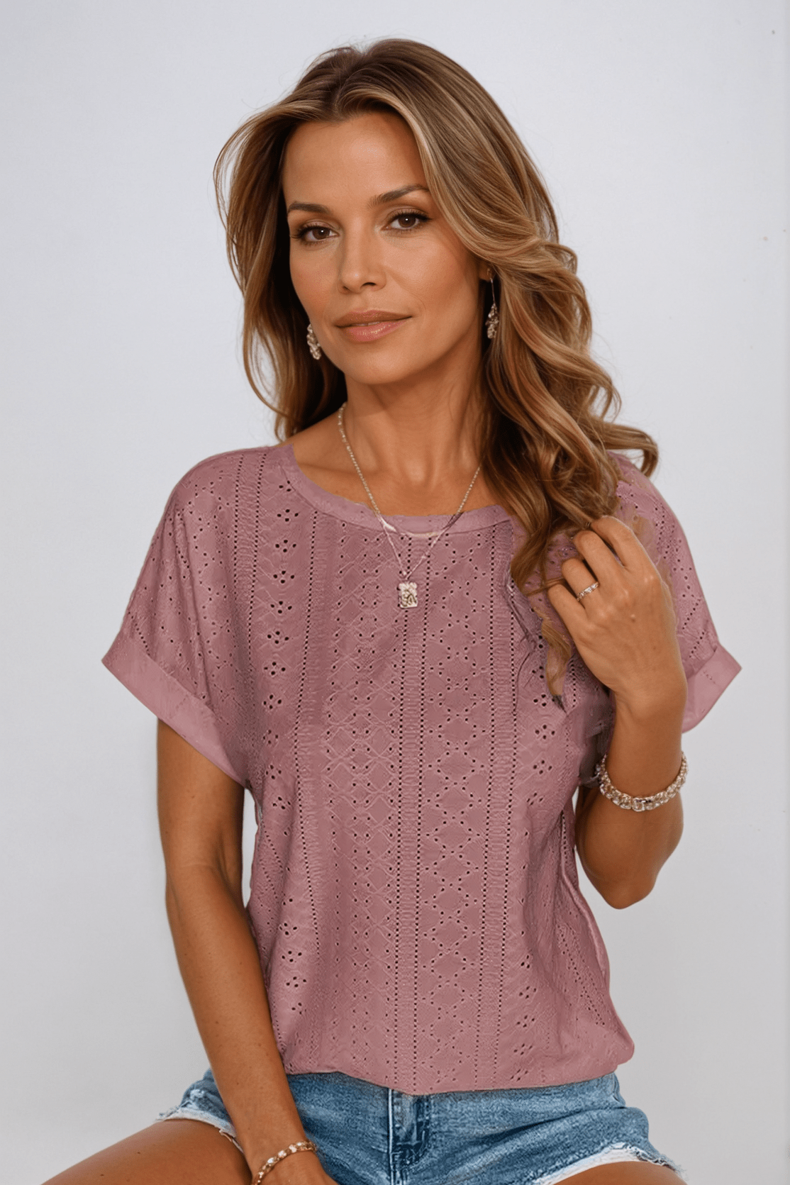 Women's Short Sleeve Blouse – Light Brown