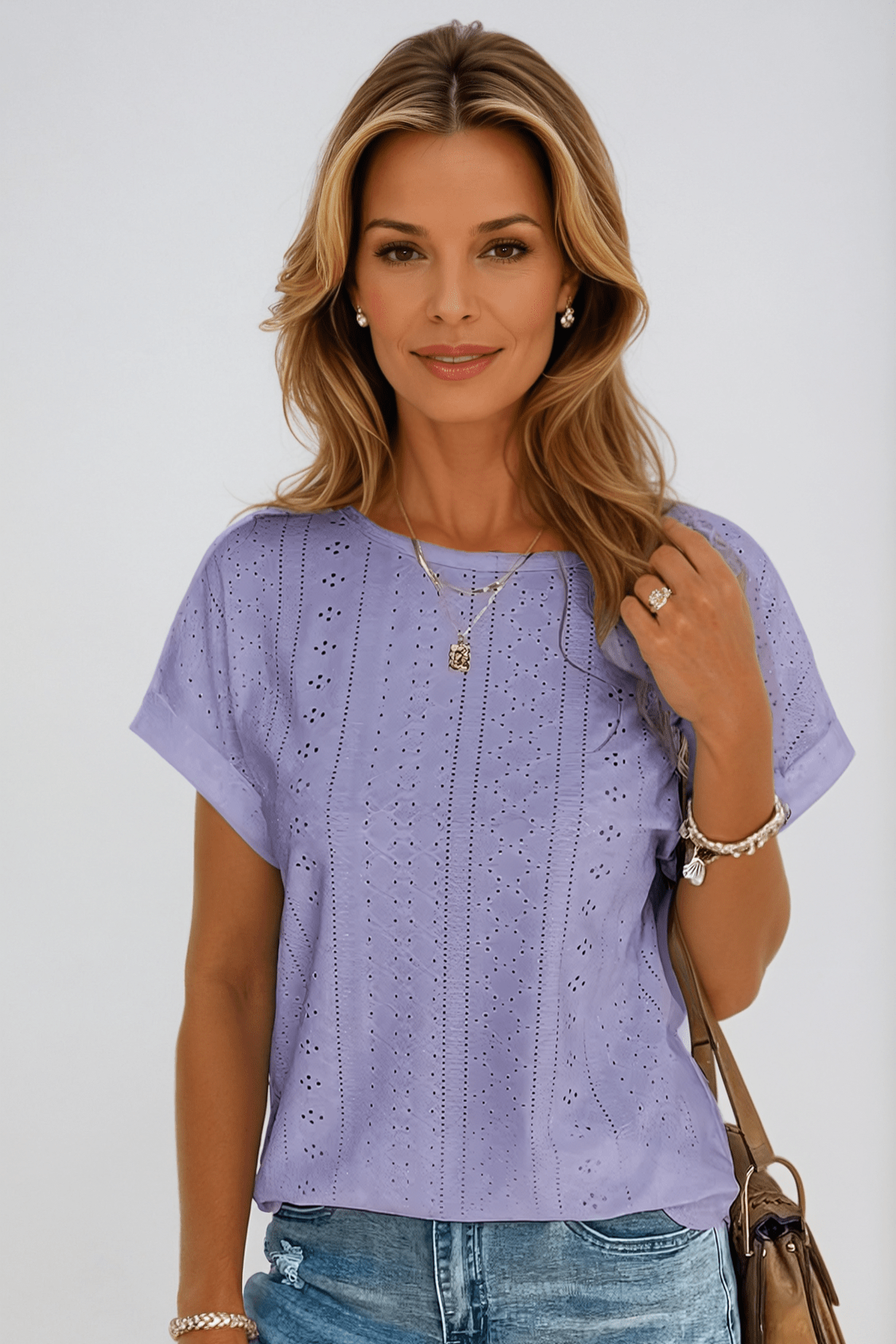 Women's Short Sleeve Blouse – Purple