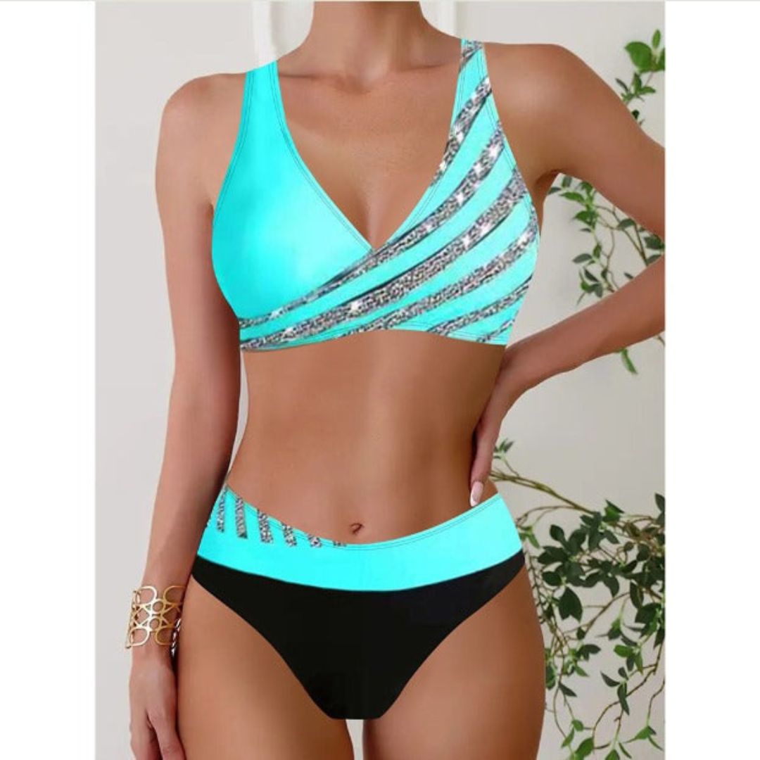 Women's V Neck Bikini – Blue