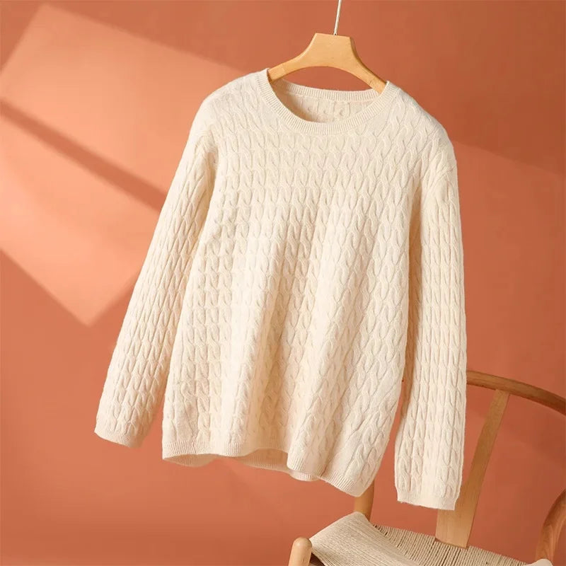 Women's Long Sleeve Sweater – Light Beige