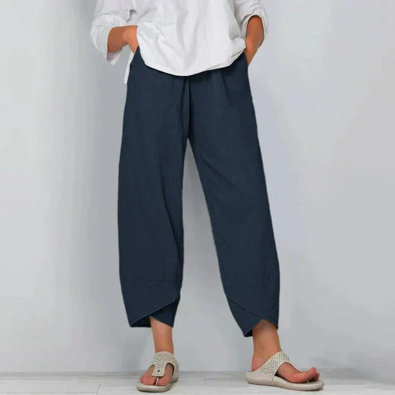 Women's Wide Leg Cropped Pants – Navy Blue
