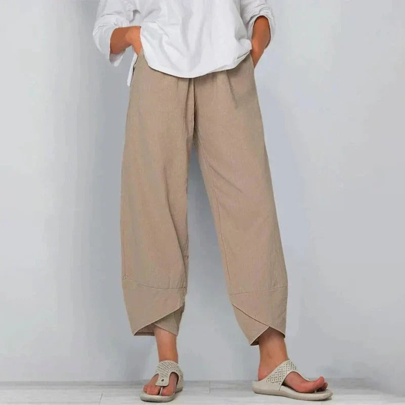 Women's Wide Leg Cropped Pants – Khaki