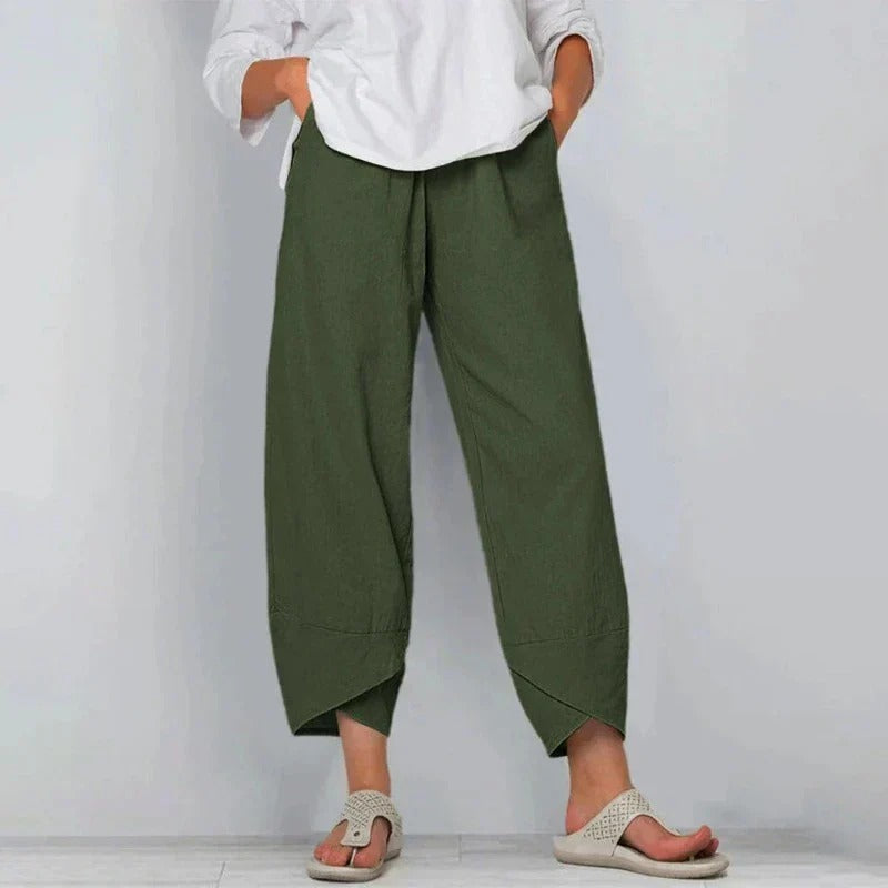 Women's Wide Leg Cropped Pants – Military Green