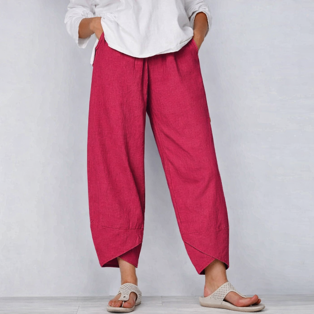 Women's Wide Leg Cropped Pants – Red