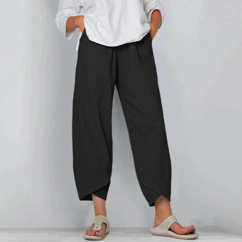 Women's Wide Leg Cropped Pants – Black