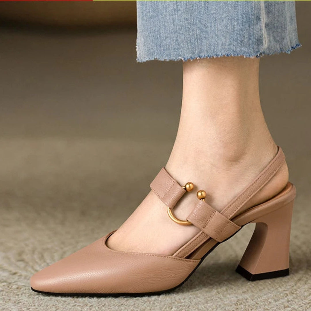 Women's Block Heel Mary Janes – Apricot
