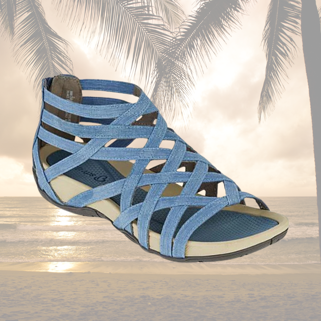 Women's Strappy Flat Sandals – Light Blue